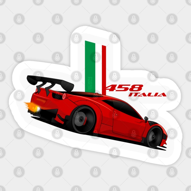 Ferrari 458 Italia red Italian Stripes Sticker by Rafael Pando